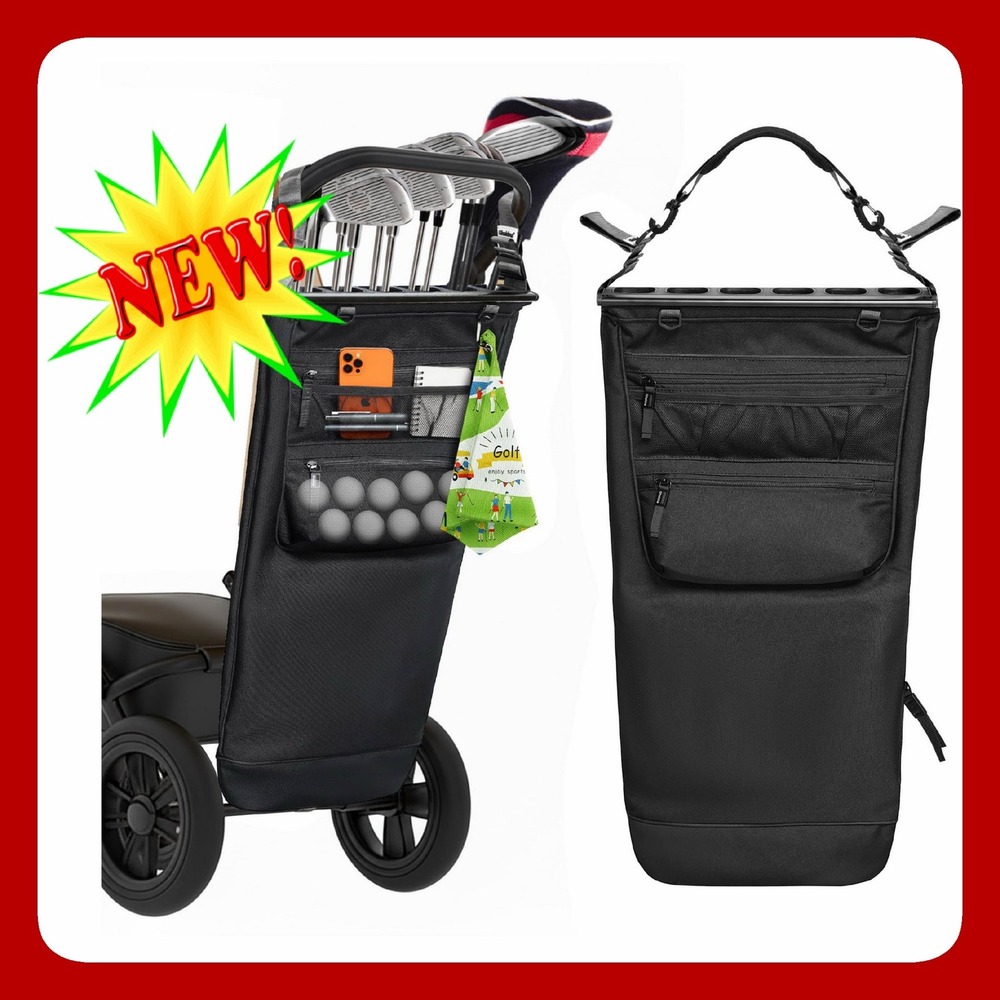 Stroller Golf Bag Attachment 6 Divider Pockets Shoulder Strap Black New Features